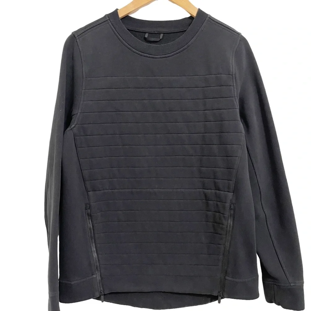 Lululemon Be True Crew Neck Black Fleece Sweatshirt Top 8